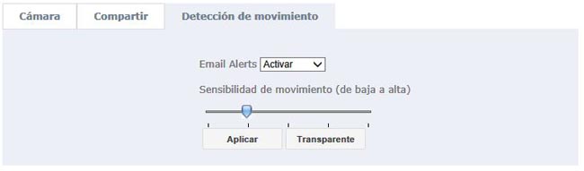 Menú de detección de movimiento